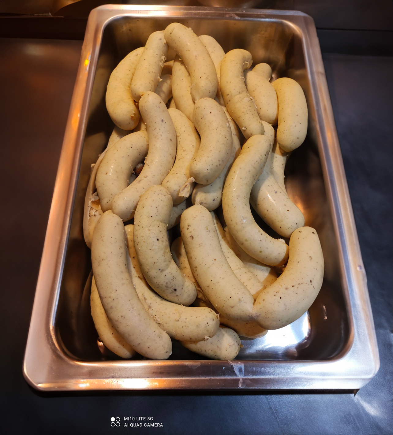 boudins blanc aux cèpes dans un bac